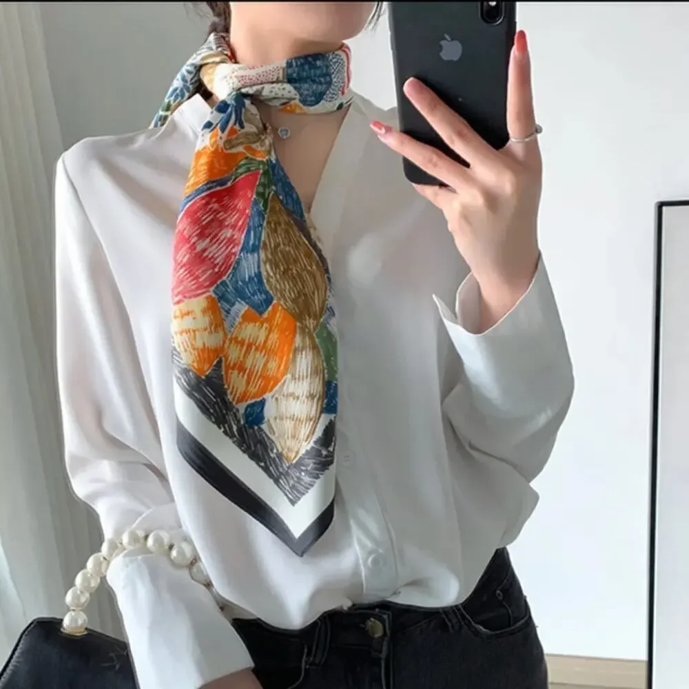 Vibrant Watercolor Flower Paradise Silk Scarf